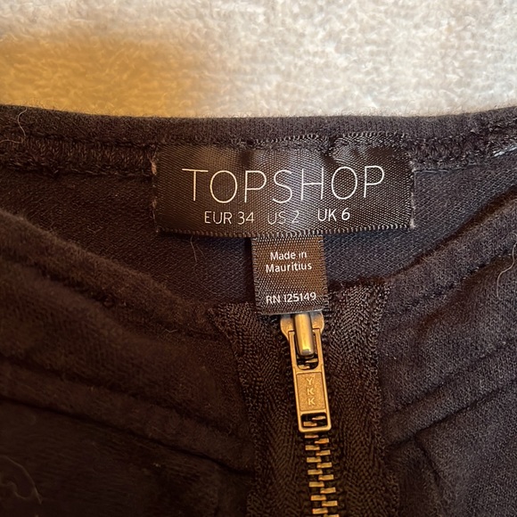 Topshop Black Zip-up Cotton Crop Top - Picture 5 of 8
